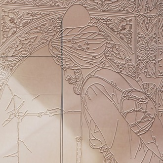 Perforated Stencil 40 x 80 cm. Oversized  - Osman Hamdi Bey Turtle Trainer Tile Plate Pattern