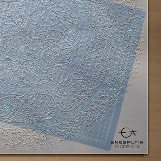 Perforated Stencil 55 cm - Baba Nakkaş 1480 Rumi Lotus Peony Tile Plate Pattern