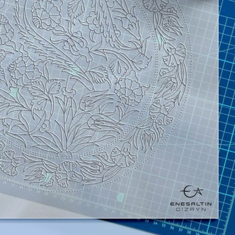 Perforated Stencil 30 cm. - Rose Garden Botanical Motif Tile Plate Pattern