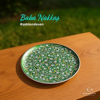 Perforated Stencil 30 cm. - Baba Nakkaş 1480 Rumi and Lotus Iznik Tile Plate Pattern