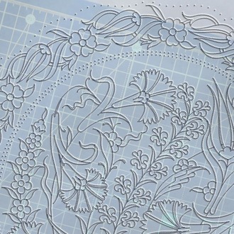 Perforated Stencil 30 cm. - Tile Plate Pattern with Carnation Hyacinth Motif