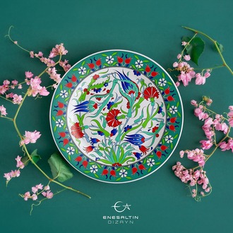 Perforated Stencil 30 cm. - Tile Plate Pattern with Broken Tulip and Carnation Motif