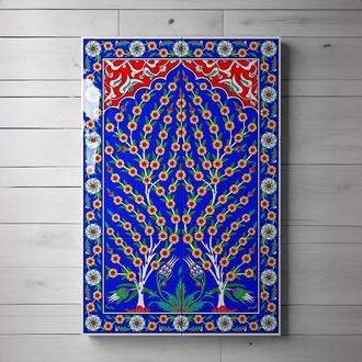 Perforated Stencil 40x60 cm. Oversized - Bordered Tree of Life Motif Tile Panel Pattern