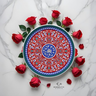 Perforated Stencil 43 cm. - Baba Nakkaş 1480 Classic Iznik Rumi Hatayi Tile Plate Pattern
