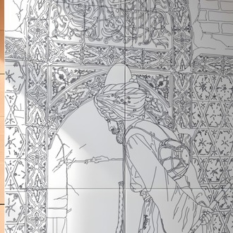 Perforated Stencil 40 x 80 cm. Oversized  - Osman Hamdi Bey Turtle Trainer Tile Plate Pattern