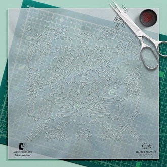 Perforated Stencil 20 x 20 cm. - Hatayi and Dagger Leaf Motif Tile Pattern