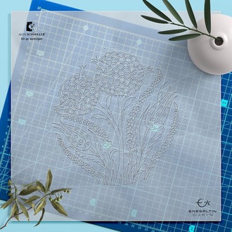 Perforated Stencil - Camellia, Tulip, Claw Motif Tile Plate Pattern
