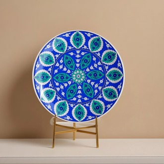Perforated Stencil 25 cm. - Classic Iznik Penc Passionflower Tile Plate Pattern
