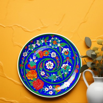 Perforated Stencil 30 cm. - Swirl Tile Plate Pattern with Plant Motifs