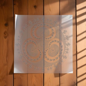 Perforated Stencil 30 cm. - Classic Iznik 1547 Triple Symmetric Rumi Crescent Motif Tile Pattern