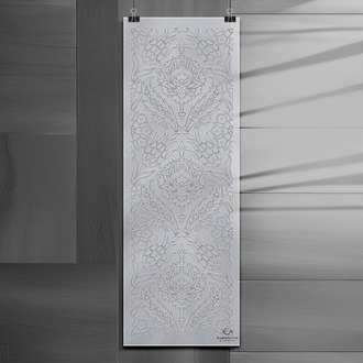 Perforated Stencil 20 x 60 cm. - Minimal Vertical Panel Symmetric Hatayi and Tulip Seamless Tile Pat