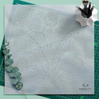 Perforated Stencil 30 cm. - Hyacinth and Plant Motif Iznik Tile Pattern