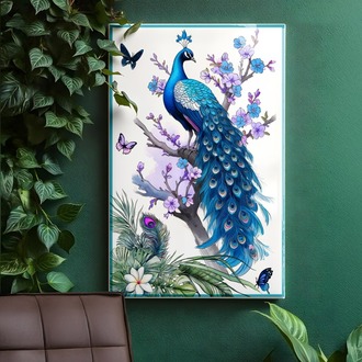 Perforated Stencil 40x60 cm. Oversized - Exotic Peacock Motif Tile Pattern