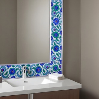 Perforated Stencil 10x80 + 10x40 cm. - Cloud and Penc Motif Mirror Frame Tile Pattern