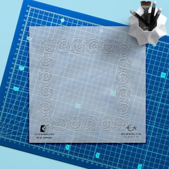 Perforated Stencil 4 - Piece Set – Carnation Edge Water Motif Calligraphy Text Combined Tile