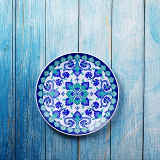 Perforated Stencil 30 cm. - Swirl Tile Plate Pattern with Plant Motifs
