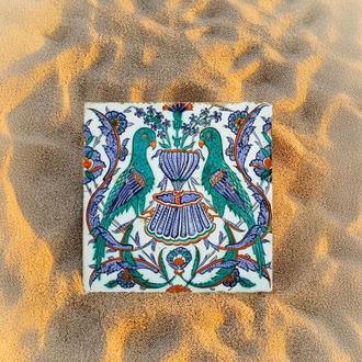 Perforated Stencil – Classic Iznik Double Pigeon Tile Pattern with Fountain