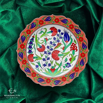 Perforated Stencil 30 cm. - Tile Plate Pattern with Carnation Hyacinth Motif