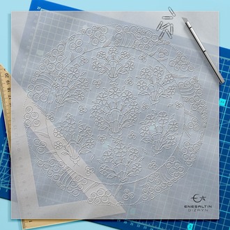 Perforated Stencil 30 cm. - Iznik Tile Pattern with Claw Bouquet Motif