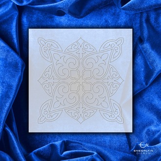 Perforated Stencil 10 x 10 cm – 2 Copies of Vintage Mosaic Rumi Tile Motif Tile Pattern