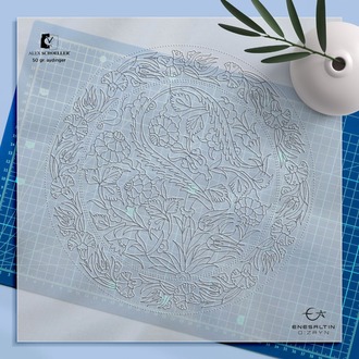 Perforated Stencil 30 cm. - Rose Garden Botanical Motif Tile Plate Pattern