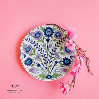 Perforated Stencil 30 cm. - Hyacinth and Plant Motif Iznik Tile Pattern