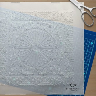 Perforated Stencil 20 x 20 cm – Sicilian Style Baroque Star, Rose and Lemon Tile Pattern
