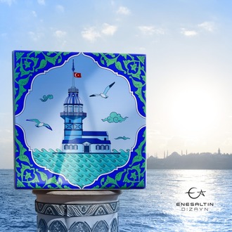 Perforated Stencil 30 x 30 cm. -  Istanbul Maiden's Tower Rumi Arched Motif Tile Pattern