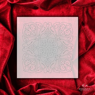 Perforated Stencil 10 x 10 cm – 2 Copies of Vintage Mosaic Tile Bird Motif Tile Pattern
