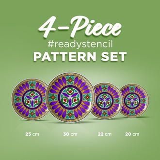 Perforated Stencil Set 4-Piece - Beyliks Period Passionflower Tile Plate Pattern