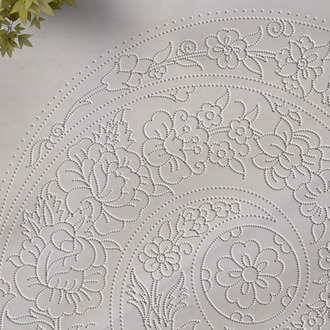 Perforated Stencil 30 cm. - Swirl Tile Plate Pattern with Plant Motifs