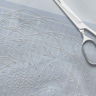 Perforated Stencil 30 cm. - Tile Plate Pattern with Herd of Fish Motif