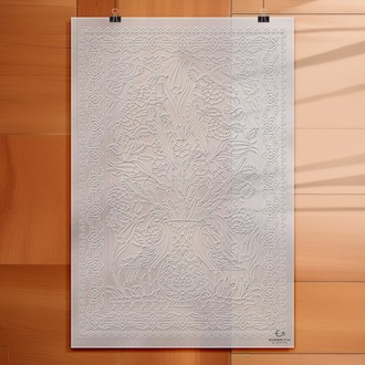 Perforated Stencil 40x60 cm. Oversized - Double Bird and Vase Motif Tile Pattern