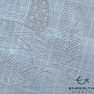 Perforated Stencil 20 x 20 cm. - Seljuk Peacock and Free Lotus Motif Tile Pattern