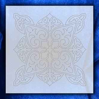 Perforated Stencil 10 x 10 cm – 2 Copies of Vintage Mosaic Rumi Tile Motif Tile Pattern