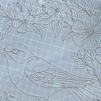 Perforated Stencil 20 cm. - Exotic Motif Sparrow and Flower Branch Tile Plate Pattern