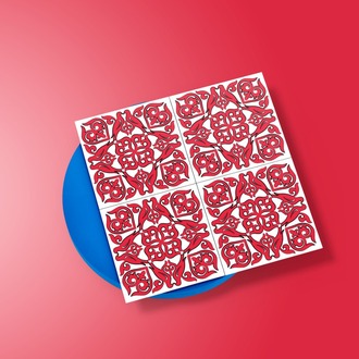 Perforated Stencil 10 x 10 cm – 2 Copies of Vintage Mosaic Tile Bird Motif Tile Pattern