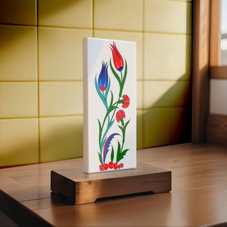 Perforated Stencil Pattern 8 x 20 cm - 2 Copies of Minimal Tulip Carnation Tile / Plate Pattern