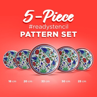 Perforated Stencil Set 5-Piece - Tulip Rose Botanical Motif Tile Pattern
