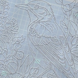 Perforated Stencil 20x40 cm. - Bird and Ivy Flower Exotic Motif Tile Pattern