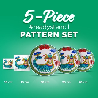 Perforated Stencil Set 5-Piece - Tile Pattern with Shahmaran Motif