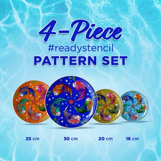 Perforated Stencil Set 4-Piece - Five Betta Fish's Tile Pattern