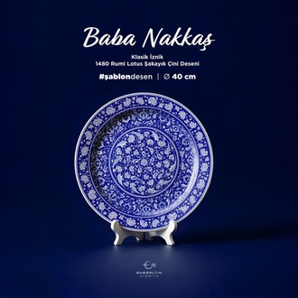 Perforated Stencil 40 / 43 cm - Baba Nakkaş 1480 Rumi Lotus Peony Tile Plate Pattern