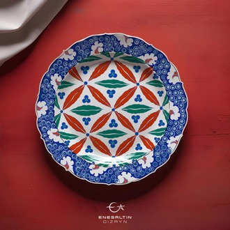 Perforated Stencil 30 cm. - Classic Iznik Lip and Cintemani Tile Plate Pattern