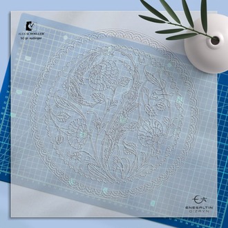 Perforated Stencil -  Iznik 16th century Triple Rose Composition Tile Pattern