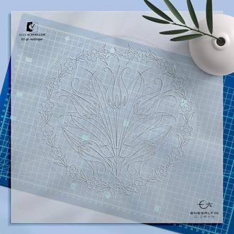 Perforated Stencil - Symmetrical Five Tulip Tile Plate Pattern