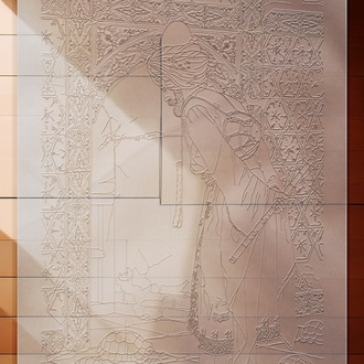 Perforated Stencil 40 x 80 cm. Oversized  - Osman Hamdi Bey Turtle Trainer Tile Plate Pattern