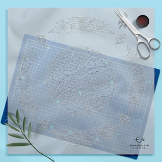 Perforated Stencil 40 cm. - Baba Nakkaş Rumi Lotus Motif Tile Plate Pattern