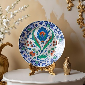Perforated Stencil 30 cm. - Classic Iznik 1575 Rose, Hyacinth and Reed Leaf Tile Plate