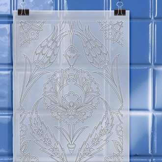 Perforated Stencil 20 x 60 cm. - Vertical Panel Symmetrical Herbal Ulama Tile Pattern